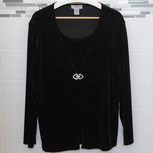 Notations Black Velvet Sweater Clip Top w/ Shell